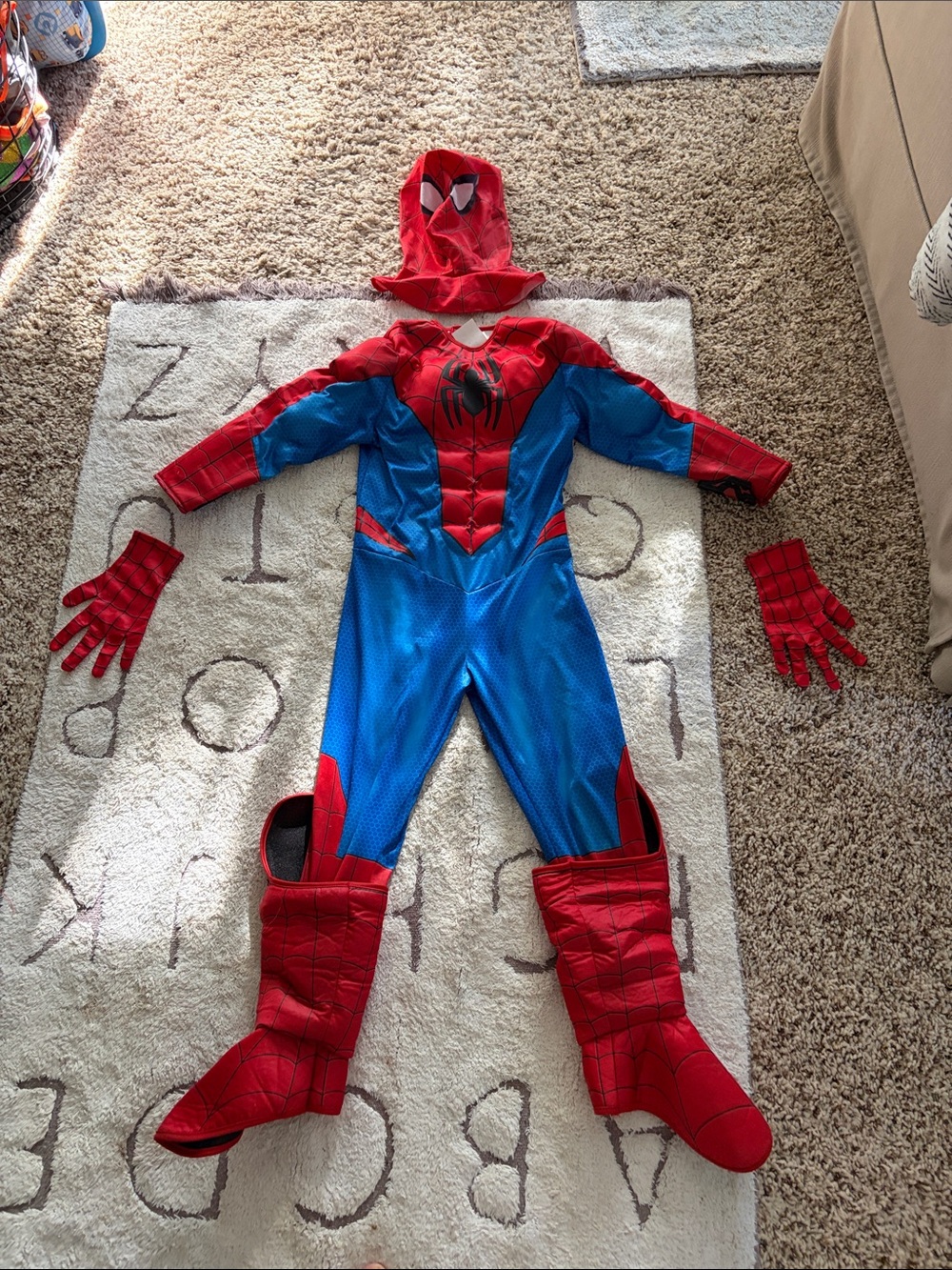 Spiderman Dress Up Costume with mask and gloves size 5/6T Youth XS/S